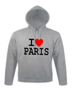 Sweat shirt capuche i love paris